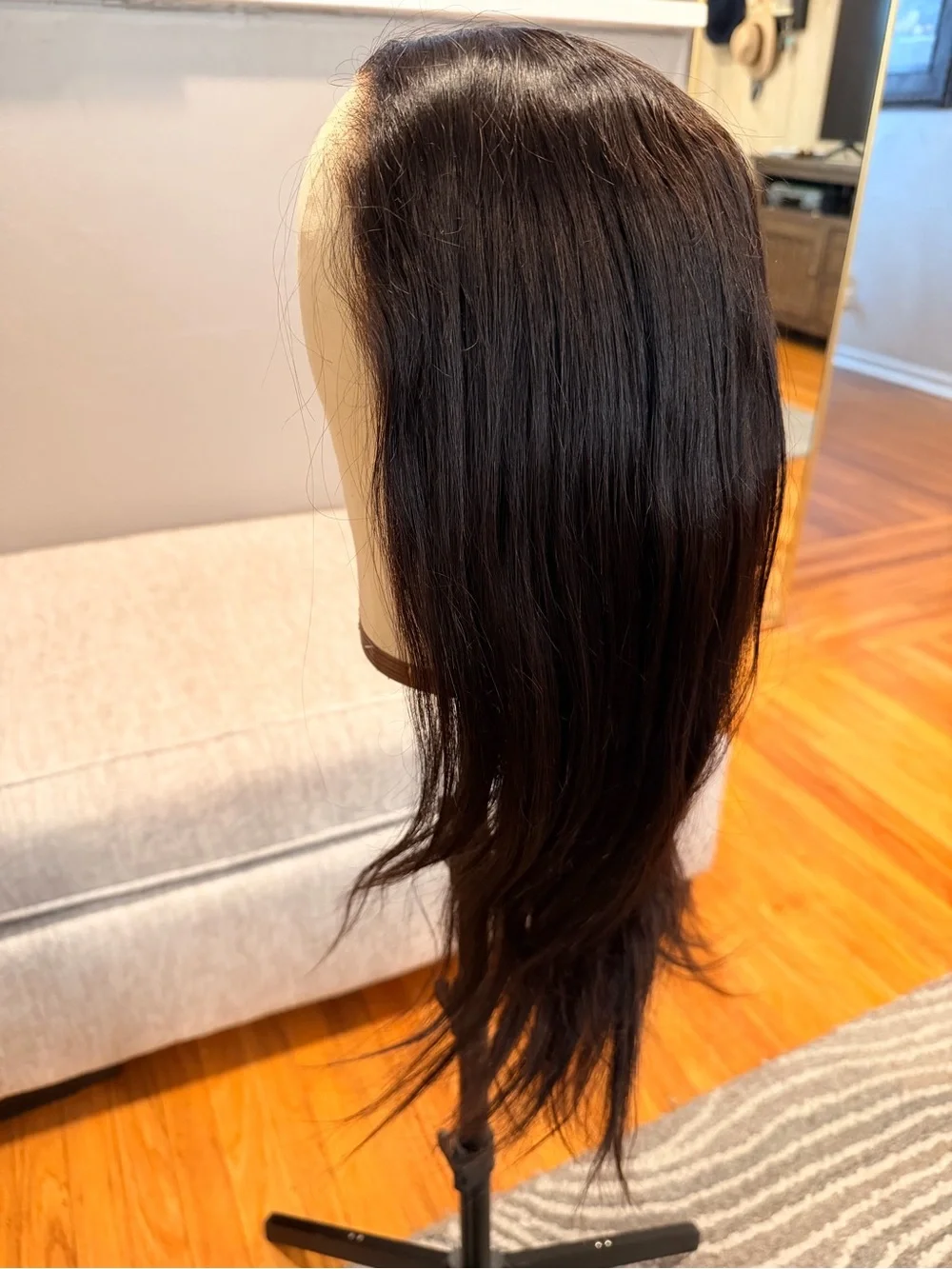 20” Nat Black Straight Human Hair Wig 13x6 HD Lace Front 180% Density #069